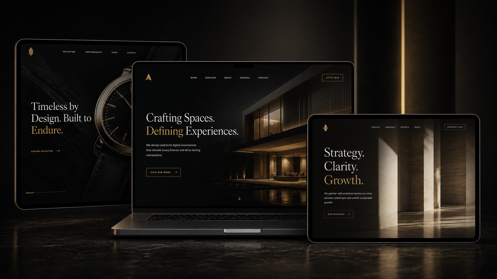 Premium portfolio website designs on multiple devices